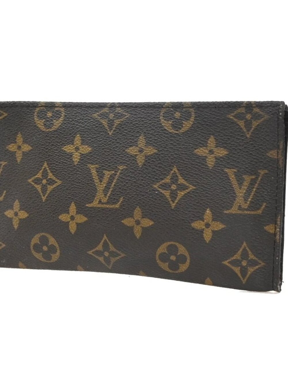 LOUIS VUITTON LV Logo Bucket GM Pouch Bag Monogram Leather Brown Gold 05KC768
